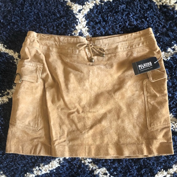Wilsons NWT Leather Maxima Tan Short Skirt 10 - Picture 2 of 9